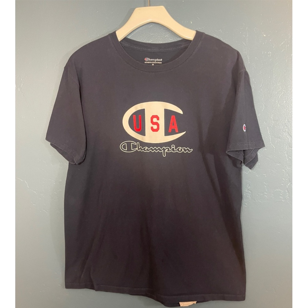 Champion Men’s Blue USA Graphic Print Short Sleeve Tee Size M